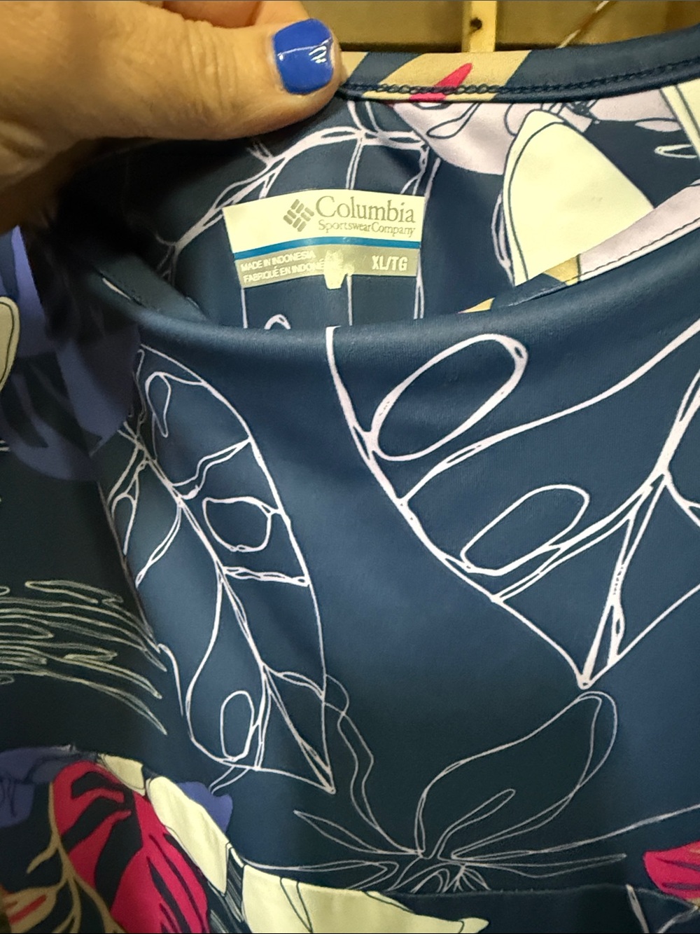 Columbia Navy Blue Floral Tank Dress with Pink & White Accents - Picture 2 of 3